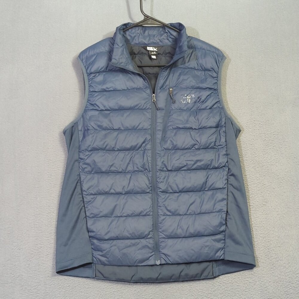 Eddie Bauer Vest Men's M Blue Down 550 Puffer Full Zip Outdoor Hiking Camp - Picture 2 of 12